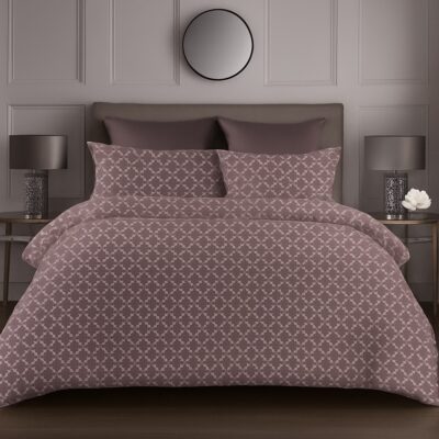 Heavendecor 100% Cotton King Size Bedsheet (108x108 inches) | 300 TC | Geometrical  Design | Soft, Breathable, All-Season Bedsheet with 2 Pillow Covers, Purple
