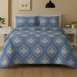 Heavendecor 100% Cotton 210 TC Cotton Bed Sheets for Double Bed with 2 Pillow Covers - Blue