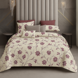 King Size 100% Pure Cotton 240 TC Bed Sheet with 2 Pillow Covers, Super Soft Cozy Bedsheets Set,108X108 Inches/ 9Ftx9Ft (Meganta Garden, Super King, Pack of 1)