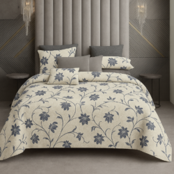 King Size 100% Pure Cotton 240 TC Bed Sheet with 2 Pillow Covers, Super Soft Cozy Bedsheets Set,108X108 Inches/ 9Ftx9Ft (Blue Garden, Super King, Pack of 1)