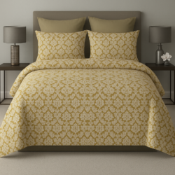 King Size 100% Pure Cotton 240 TC Bed Sheet with 2 Pillow Covers, Super Soft Cozy Bedsheets Set,108X108 Inches/ 9Ftx9Ft (Golden Garden, Super King, Pack of 1)