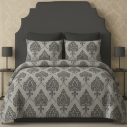 King Size 100% Pure Cotton 240 TC Bed Sheet with 2 Pillow Covers, Super Soft Cozy Bedsheets Set,108X108 Inches/ 9Ftx9Ft (Grey Block Garden, Super King, Pack of 1)