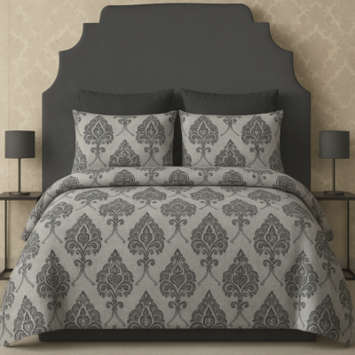 King Size 100% Pure Cotton 240 TC Bed Sheet with 2 Pillow Covers, Super Soft Cozy Bedsheets Set,108X108 Inches/ 9Ftx9Ft (Grey Block Garden, Super King, Pack of 1)
