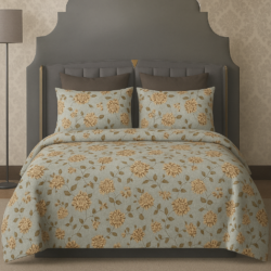 King Size 100% Pure Cotton 240 TC Bed Sheet with 2 Pillow Covers, Super Soft Cozy Bedsheets Set,108X108 Inches/ 9Ftx9Ft (Golden Block Garden, Super King, Pack of 1)