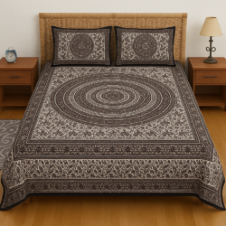 Heavendecor Jaipuri Printed 100% Cotton Double Bedsheet with 2 Pillow Covers