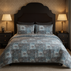 Heavendecor Bedsheet King Size 100% Pure Cotton Bed Sheet with 2 Pillow Covers, 240 TC Premium Bedding Set, Super Soft Cozy (Mughal Block Blue, Super King)