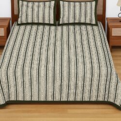 Heavendecor Pure 100% Cotton Jaipuri Double Bed Sheet 90*108 inches with 2 Pillow Covers with Modern Abstract Geometrical Print