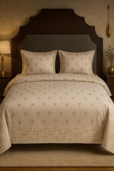Heavendecor King Size Bedsheet | Cloud Cotton Flatsheet King Size with Two Pillow Covers| 300 TC | Super Soft Bed Sheet for King Size Bed | Floral Design (270 x 250 cm, Off White & YELLOW)
