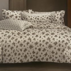 Heavendecor 100% Cotton Bedsheet for Double Bed with 2 Pillow Covers, Floral Double Bedsheet (Size 90 x 100 inches, Golden grey floral white)