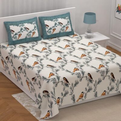Heavendecor Jaipuri Hand Block Print Queen Cotton Bedsheet 100 * 108 Inches with 2 Pillow Cover | 140 TC | Rich Fast Colour with No Colour Bleeding