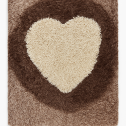 Heavendecor Anti-Skid Polyester Doormat/Trending Design Heart Hand Woven Fluffy Rug Doormat/Mats for Bedroom/Dinning Hall/Living Room(16 X 24 Inch, Beige Brown)