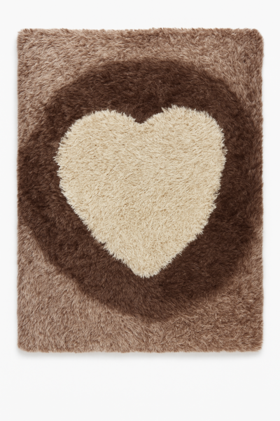 Heavendecor Anti-Skid Polyester Doormat/Trending Design Heart Hand Woven Fluffy Rug Doormat/Mats for Bedroom/Dinning Hall/Living Room(16 X 24 Inch, Beige Brown)