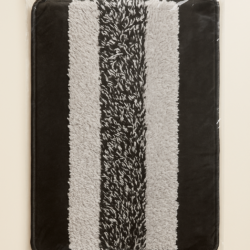Anti-Skid Polyester Doormat/Trending Design Hand Woven Fluffy Rug Doormat/Mats for Bedroom/Dinning Hall/Living Room Straight Line(16 X 24 Inch, Black Silver)