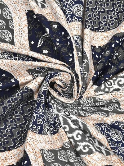 Heavendecor Cotton Rajasthani Jaipuri Sanganeri Print Double Bedsheet with 2 Pillow Covers Queen Size Bed Sheet (90x100 inch) (Blue) - Image 5