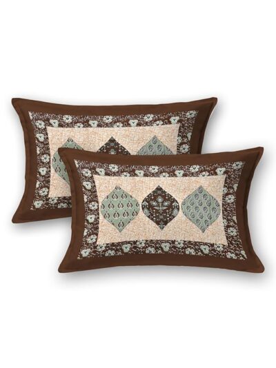 Heavendecor Cotton Rajasthani Jaipuri Sanganeri Print Double Bedsheet with 2 Pillow Covers Queen Size Bed Sheet (90x100 inch) (Brown) - Image 3