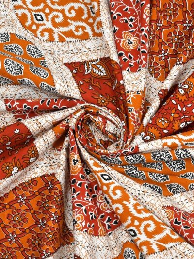 Heavendecor Cotton Rajasthani Jaipuri Sanganeri Print Double Bedsheet with 2 Pillow Covers Queen Size Bed Sheet (90x100 inch) (Orange) - Image 4