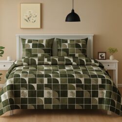 Heavendecor 100% Cotton 210 TC Cotton Bed Sheets for Double Bed with 2 Pillow Covers – Green